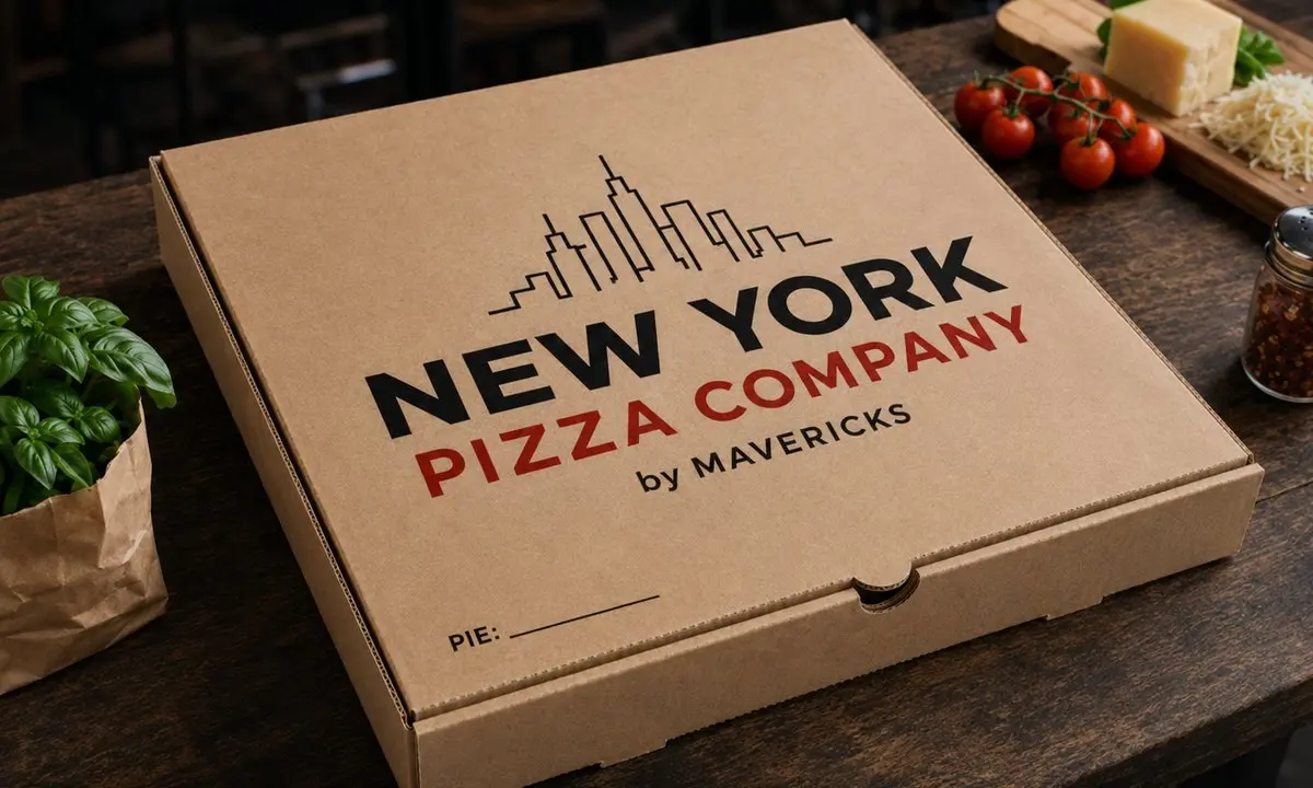 NEW YORK PIZZA COMPANYのロゴ入りピザ箱